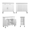SoBuy FKW108-W Chariot de Cuisine Multifonctionnel avec Plateau en Acier Inoxydable - Tiroirs et Placard, Étagère Latérale, Idéal pour Rangement Cuisine et Meuble à roulettes Blanc 107 x 46 x 94 cm