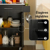 SoBuy FKW110‑SCH Desserte Cuisine à roulettes Meuble Cuisine Rangement Meuble Bas Cuisine Petit Meuble de Rangement Cuisine avec Plan de Travail 80×90×46 cm Noir