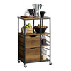 SoBuy FKW111-PF Desserte de Cuisine à roulettes avec Tiroirs Chariot de Cuisine Style Industriel en Bois Vintage et Métal Noir Meuble Bas Cuisine avec Étagères de Rangement 89x53x37cm