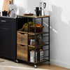 SoBuy FKW111-PF Desserte de Cuisine à roulettes avec Tiroirs Chariot de Cuisine Style Industriel en Bois Vintage et Métal Noir Meuble Bas Cuisine avec Étagères de Rangement 89x53x37cm