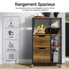 SoBuy FKW111-PF Desserte de Cuisine à roulettes avec Tiroirs Chariot de Cuisine Style Industriel en Bois Vintage et Métal Noir Meuble Bas Cuisine avec Étagères de Rangement 89x53x37cm