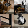SoBuy FKW111-PF Desserte de Cuisine à roulettes avec Tiroirs Chariot de Cuisine Style Industriel en Bois Vintage et Métal Noir Meuble Bas Cuisine avec Étagères de Rangement 89x53x37cm