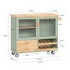 SoBuy FKW114-GR Desserte à roulettes Cuisine Meuble de Cuisine avec Plan de Travail en Bois Îlot Central Cuisine pour Salle à Manger Meuble Cuisine Rangement Vert et Naturel 109 × 40 × 92cm