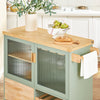 SoBuy FKW114-GR Desserte à roulettes Cuisine Meuble de Cuisine avec Plan de Travail en Bois Îlot Central Cuisine pour Salle à Manger Meuble Cuisine Rangement Vert et Naturel 109 × 40 × 92cm
