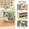 SoBuy FKW114-GR Desserte à roulettes Cuisine Meuble de Cuisine avec Plan de Travail en Bois Îlot Central Cuisine pour Salle à Manger Meuble Cuisine Rangement Vert et Naturel 109 × 40 × 92cm