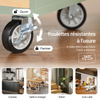 SoBuy FKW114-GR Desserte à roulettes Cuisine Meuble de Cuisine avec Plan de Travail en Bois Îlot Central Cuisine pour Salle à Manger Meuble Cuisine Rangement Vert et Naturel 109 × 40 × 92cm