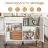 SoBuy FKW117-W Desserte à roulettes Îlot Central avec Plan de Travail INOX et 1 Tiroir, Chariot Mobile pour Cuisine ou Salle à Manger, Meuble de Cuisine avec Rangement 120 x 56 x 90 cm