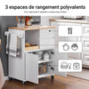 SoBuy FKW123-WN Desserte de Cuisine à roulettes Chariot de Cuisine îlot de Cuisine Buffet Armoire de Rangement, 1 Plateau Amovible, 2 Tiroirs et 2 Portes, 72x40x84 cm, Blanc