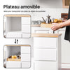 SoBuy FKW123-WN Desserte de Cuisine à roulettes Chariot de Cuisine îlot de Cuisine Buffet Armoire de Rangement, 1 Plateau Amovible, 2 Tiroirs et 2 Portes, 72x40x84 cm, Blanc