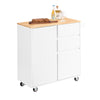 SoBuy FKW124-WN Meuble Cuisine à roulettes avec Plan de Travail Desserte Cuisine avec tiroirs, Placard, Barre latérale Meuble de Rangement Bas Cuisine Micro-Onde en Bois de Caoutchouc 90x40x90cm