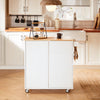 SoBuy FKW124-WN Meuble Cuisine à roulettes avec Plan de Travail Desserte Cuisine avec tiroirs, Placard, Barre latérale Meuble de Rangement Bas Cuisine Micro-Onde en Bois de Caoutchouc 90x40x90cm