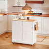 SoBuy FKW124-WN Meuble Cuisine à roulettes avec Plan de Travail Desserte Cuisine avec tiroirs, Placard, Barre latérale Meuble de Rangement Bas Cuisine Micro-Onde en Bois de Caoutchouc 90x40x90cm