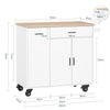 SoBuy FKW126-WN Desserte de Cuisine à roulettes îlot de Cuisine Chariot de Service Buffet Placard Armoire Cuisine avec 2 Tiroirs, 2 Portes, Porte-torchon, 105x46x92 cm