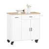 SoBuy FKW126-WN Desserte de Cuisine à roulettes îlot de Cuisine Chariot de Service Buffet Placard Armoire Cuisine avec 2 Tiroirs, 2 Portes, Porte-torchon, 105x46x92 cm