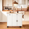 SoBuy FKW126-WN Desserte de Cuisine à roulettes îlot de Cuisine Chariot de Service Buffet Placard Armoire Cuisine avec 2 Tiroirs, 2 Portes, Porte-torchon, 105x46x92 cm