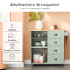 SoBuy FKW127-GR Chariot de Cuisine avec 3 Compartiments et 4 Tiroirs Service Table d’Appoint Chariot à roulettes Vert 90x40x88cm