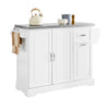 SoBuy FKW128-ST Desserte de Cuisine à roulettes, Îlot Central avec Plan de Travail Extensible Chariot Mobile pour Cuisine ou Salle à Manger, Meuble de Cuisine avec Rangement Blanc 130 x 46/71 x 91 cm