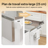 SoBuy FKW128-ST Desserte de Cuisine à roulettes, Îlot Central avec Plan de Travail Extensible Chariot Mobile pour Cuisine ou Salle à Manger, Meuble de Cuisine avec Rangement Blanc 130 x 46/71 x 91 cm
