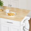 SoBuy FKW129-WN Desserte de Cuisine à roulettes Îlot Central avec Plan de Travail Extensible, 2 Tiroirs et Étagères Réglables Chariot Mobile pour Cuisine ou Salle à Manger, Blanche 113x91x(44-69) cm