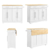 SoBuy FKW129-WN Desserte de Cuisine à roulettes Îlot Central avec Plan de Travail Extensible, 2 Tiroirs et Étagères Réglables Chariot Mobile pour Cuisine ou Salle à Manger, Blanche 113x91x(44-69) cm