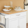 SoBuy FKW13-WN Desserte de cuisine à roulettes avec plateau en bambou, meuble de rangement de cuisine, meuble plan de travail avec tiroir – Idéal pour cuisine, salle à manger ou restaurant 66x91x45 cm