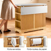 SoBuy FKW130-N Desserte de Cuisine à Roulettes, Îlot Central avec Plan de Travail Extensible Chariot Mobile, Meuble de Cuisine avec Rangement Naturel 107x(46–71)x92,5 cm