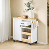 SoBuy FKW131-WN Desserte de Cuisine sur Roues – Meuble Cuisine avec Plan de Travail en Bois de Caoutchouc, Unité de Cuisine Autonome pour Salle à Manger et Station Café 92 x 42 x 87 cm Blanc