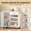 SoBuy FKW131-WN Desserte de Cuisine sur Roues – Meuble Cuisine avec Plan de Travail en Bois de Caoutchouc, Unité de Cuisine Autonome pour Salle à Manger et Station Café 92 x 42 x 87 cm Blanc