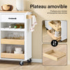 SoBuy FKW131-WN Desserte de Cuisine sur Roues – Meuble Cuisine avec Plan de Travail en Bois de Caoutchouc, Unité de Cuisine Autonome pour Salle à Manger et Station Café 92 x 42 x 87 cm Blanc