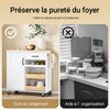 SoBuy FKW131-WN Desserte de Cuisine sur Roues – Meuble Cuisine avec Plan de Travail en Bois de Caoutchouc, Unité de Cuisine Autonome pour Salle à Manger et Station Café 92 x 42 x 87 cm Blanc