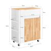 SoBuy FKW132-WN Desserte de Cuisine sur Roues – Meuble Cuisine avec Plan de Travail en Bois de Caoutchouc, Unité de Cuisine Autonome pour Salle à Manger et Station Café 70 x 40 x 90 cm Blanc