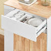 SoBuy FKW132-WN Desserte de Cuisine sur Roues – Meuble Cuisine avec Plan de Travail en Bois de Caoutchouc, Unité de Cuisine Autonome pour Salle à Manger et Station Café 70 x 40 x 90 cm Blanc