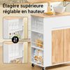 SoBuy FKW132-WN Desserte de Cuisine sur Roues – Meuble Cuisine avec Plan de Travail en Bois de Caoutchouc, Unité de Cuisine Autonome pour Salle à Manger et Station Café 70 x 40 x 90 cm Blanc