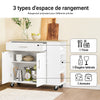 SoBuy FKW133-WN Îlot Central de Cuisine Mobile – Desserte à roulettes de Cuisine – Meuble de Cuisine avec Plan de Travail et Tiroir pour Salle à Manger ou Cuisine Extérieure, Blanc 99x40x85 cm