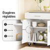 SoBuy FKW133-WN Îlot Central de Cuisine Mobile – Desserte à roulettes de Cuisine – Meuble de Cuisine avec Plan de Travail et Tiroir pour Salle à Manger ou Cuisine Extérieure, Blanc 99x40x85 cm