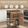 SoBuy FKW134-N Meuble Cuisine à roulettes avec Plan de Travail Desserte Cuisine avec tiroirs, Range-Bouteilles îlot Central Compact pour Cuisine, Salle à Manger et extérieur Vintage Marron 67x88x37cm