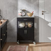 SoBuy FKW22-SCH Meuble de Cuisine à roulettes avec Plan de Travail Desserte Cuisine compacte pour Rangement Cuisine, extérieur ou Chambre Chariot de Service Multifonction Noir 60x92x45cm