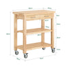 SoBuy FKW24-N Chariot de Cuisine en bois d'hévéa Kitchen Trolley Desserte roulante