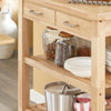 SoBuy FKW24-N Chariot de Cuisine en bois d'hévéa Kitchen Trolley Desserte roulante