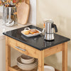 SoBuy FKW28-SCH Chariot de Cuisine Desserte à roulettes Meuble Cuisine Rangement Bambou avec Plan de Travail Cuisine marbre Etagère Cuisine Noir L58xP40xH85cm