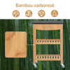 SoBuy FKW28-SCH Chariot de Cuisine Desserte à roulettes Meuble Cuisine Rangement Bambou avec Plan de Travail Cuisine marbre Etagère Cuisine Noir L58xP40xH85cm