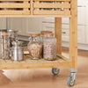 SoBuy FKW40-N desserte de Cuisine avec roulettes Meuble Cuisine en Bambou avec Plan de Travail INOX îlot Central Compact, Chariot de Service pour Cuisine, Salon, extérieur 73x93x46cm