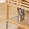 SoBuy FKW40-N desserte de Cuisine avec roulettes Meuble Cuisine en Bambou avec Plan de Travail INOX îlot Central Compact, Chariot de Service pour Cuisine, Salon, extérieur 73x93x46cm