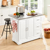 SoBuy FKW41-ST Desserte de Cuisine à roulettes Îlot Central avec Plan de Travail Extensible 2 Tiroirs et Étagères Réglables Chariot Mobile pour Cuisine ou Salle à Manger 130 x 46 (+ 25) x 91 cm