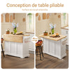 SoBuy FKW41-WN Desserte de Cuisine à roulettes Îlot Central avec Plan de Travail Extensible 2 Tiroirs et Étagères Réglables Chariot Mobile pour Cuisine ou Salle à Manger 130 x 46 (+ 25) x 91 cm