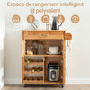 SoBuy FKW45-N Meuble Cuisine à roulettes en Bois Massif avec Plan de Travail Desserte Cuisine avec Range-Bouteilles, îlot Central Compact pour Cuisine, Salle à Manger et extérieur Naturel 66×38×86 cm