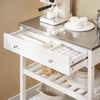 SoBuy FKW47-II-W Desserte Cuisine à roulettes Îlot Central avec Plateau Acier INOX, Tiroirs et Étagères Ouvertes, Chariot de Service et Meuble de Rangement pour Cuisine Salon Jardin, 81x90x45cm