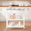 SoBuy FKW47-II-W Desserte Cuisine à roulettes Îlot Central avec Plateau Acier INOX, Tiroirs et Étagères Ouvertes, Chariot de Service et Meuble de Rangement pour Cuisine Salon Jardin, 81x90x45cm