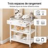 SoBuy FKW47-II-W Desserte Cuisine à roulettes Îlot Central avec Plateau Acier INOX, Tiroirs et Étagères Ouvertes, Chariot de Service et Meuble de Rangement pour Cuisine Salon Jardin, 81x90x45cm