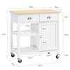 SoBuy FKW62-II-WN Desserte Roulante, Chariot de Cuisine de Service, Armoire Meuble de Rangement Cusine sur roulettes, Multi-Rangement avec 2 Tiroirs et 1 Porte, L 87 x P 48 x H 89 cm